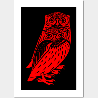 2 owls Posters and Art